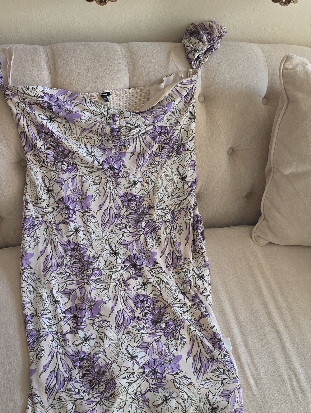 Express Purple and Cream Floral Camisole Dress